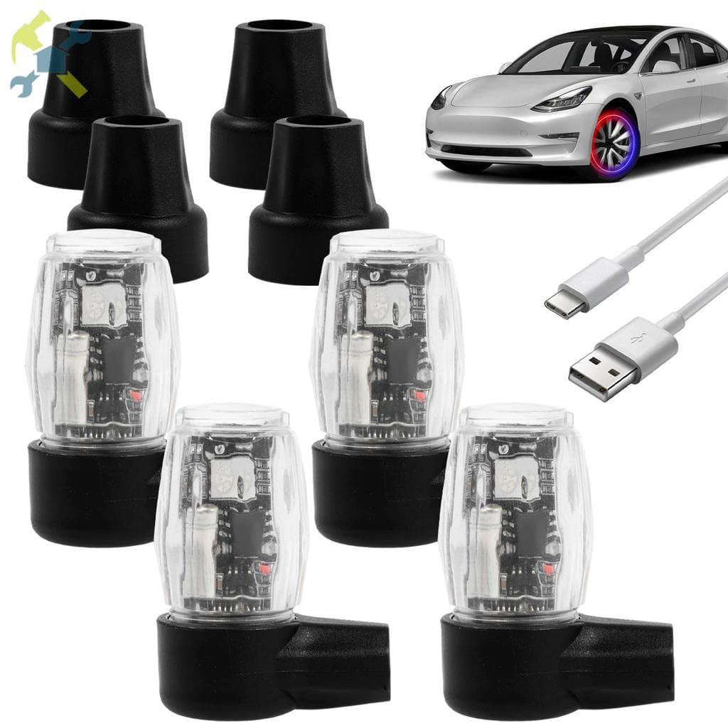 4 Unidades De Luzes De Tampa De Válvula De Pneu Que Brilham No Escuro LED Com Sensores De Movimento À Prova D'água Color