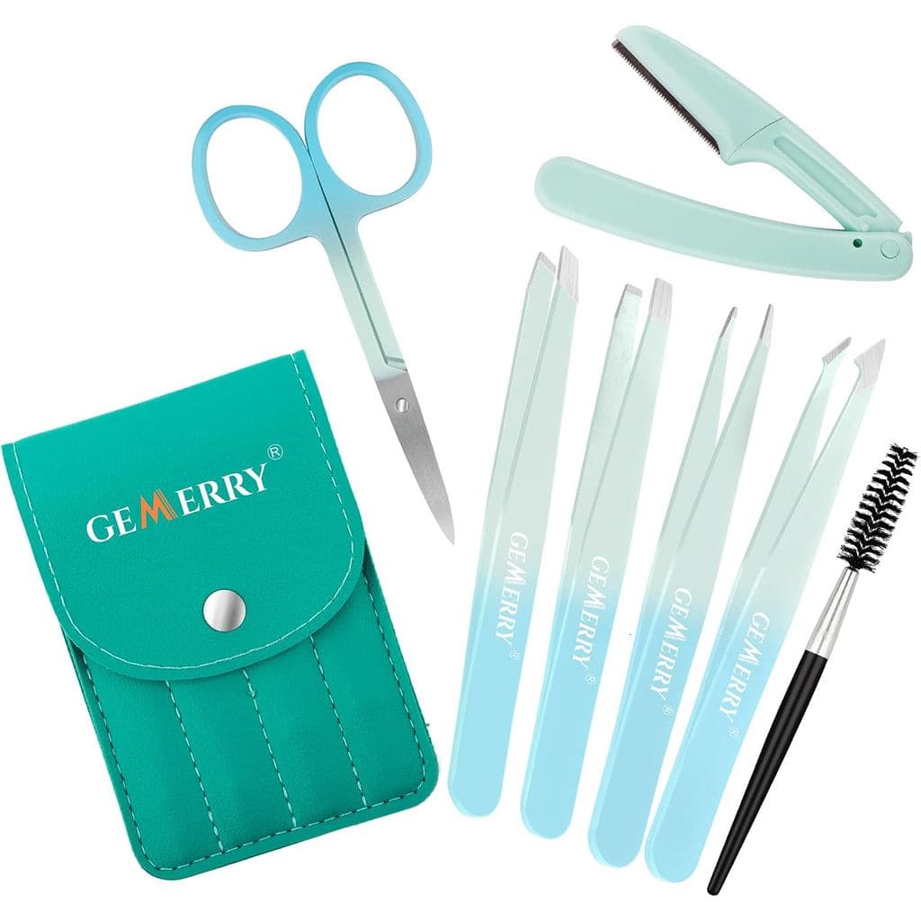 Conjunto de Pinças para Sobrancelhas GEMERRY, 7 Peças de Pinças para Cílios para Mulheres, Pinça de Precisão para Sobran
