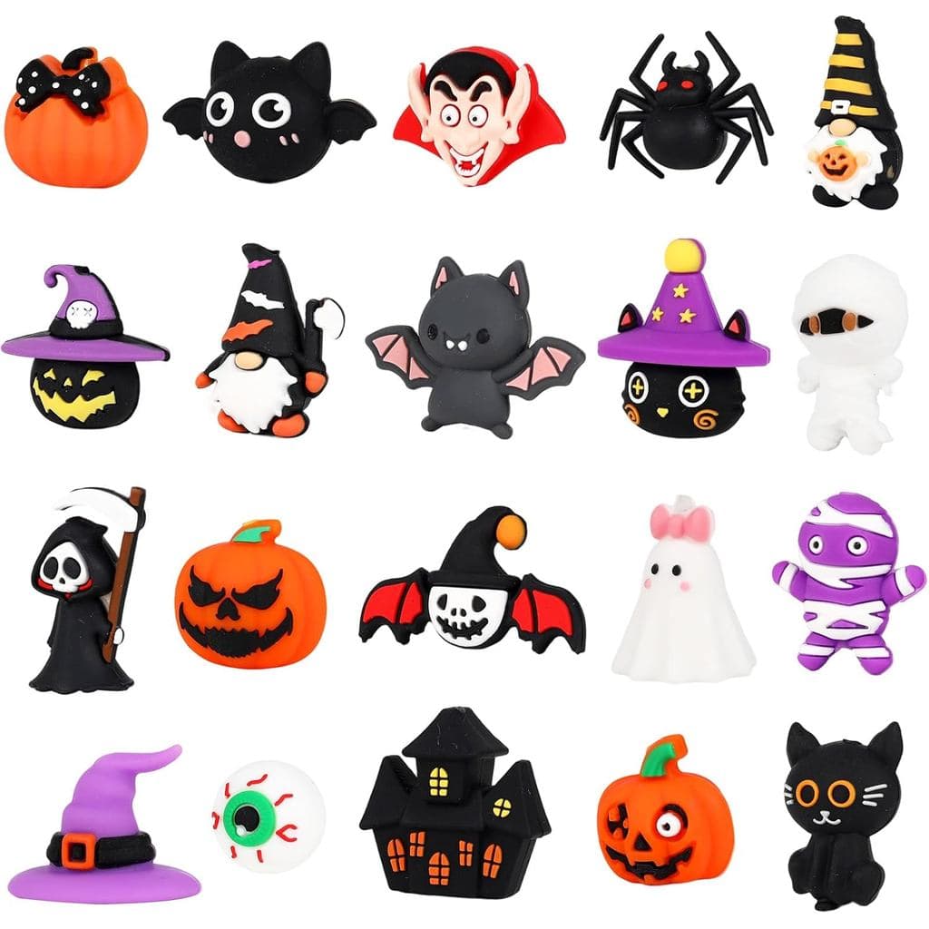 20 Peças de Contas de Silicone para Halloween, Contas de Borracha 3D para Canetas, Chaveiros, Pulseiras, Cordões, Materi