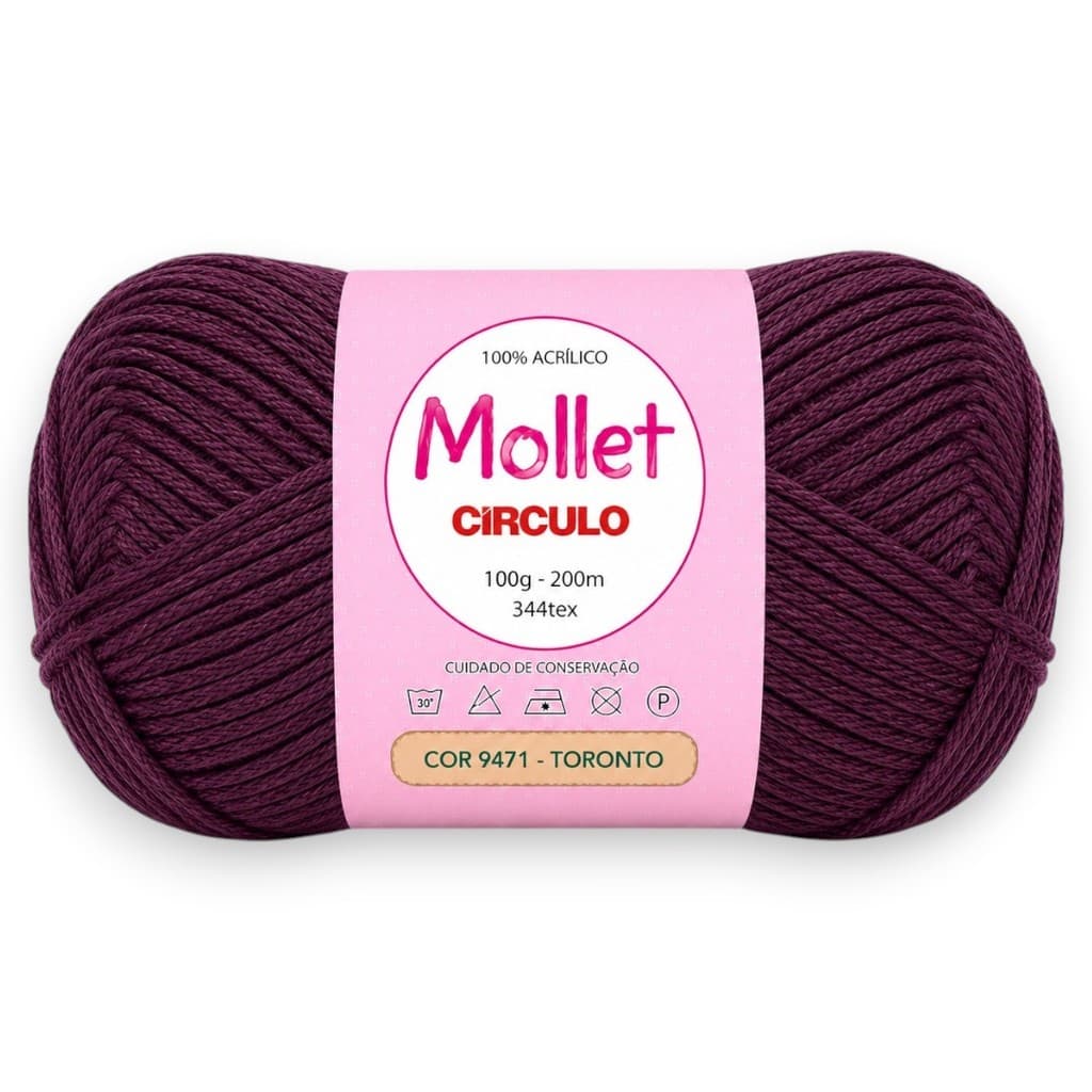 Fio Mollet Círculo 100g 200m Cor 9471 Toronto para Tricô, Crochê e Artesanato