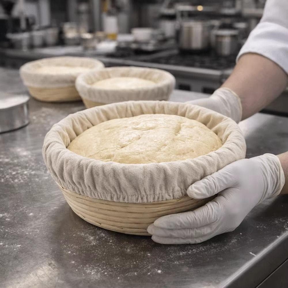 Cesta De Impermeabilização De Pão , Vime Ascendente De Massa De Forro De Linho Artesanal Fermentação Redonda De 6 Tamanh