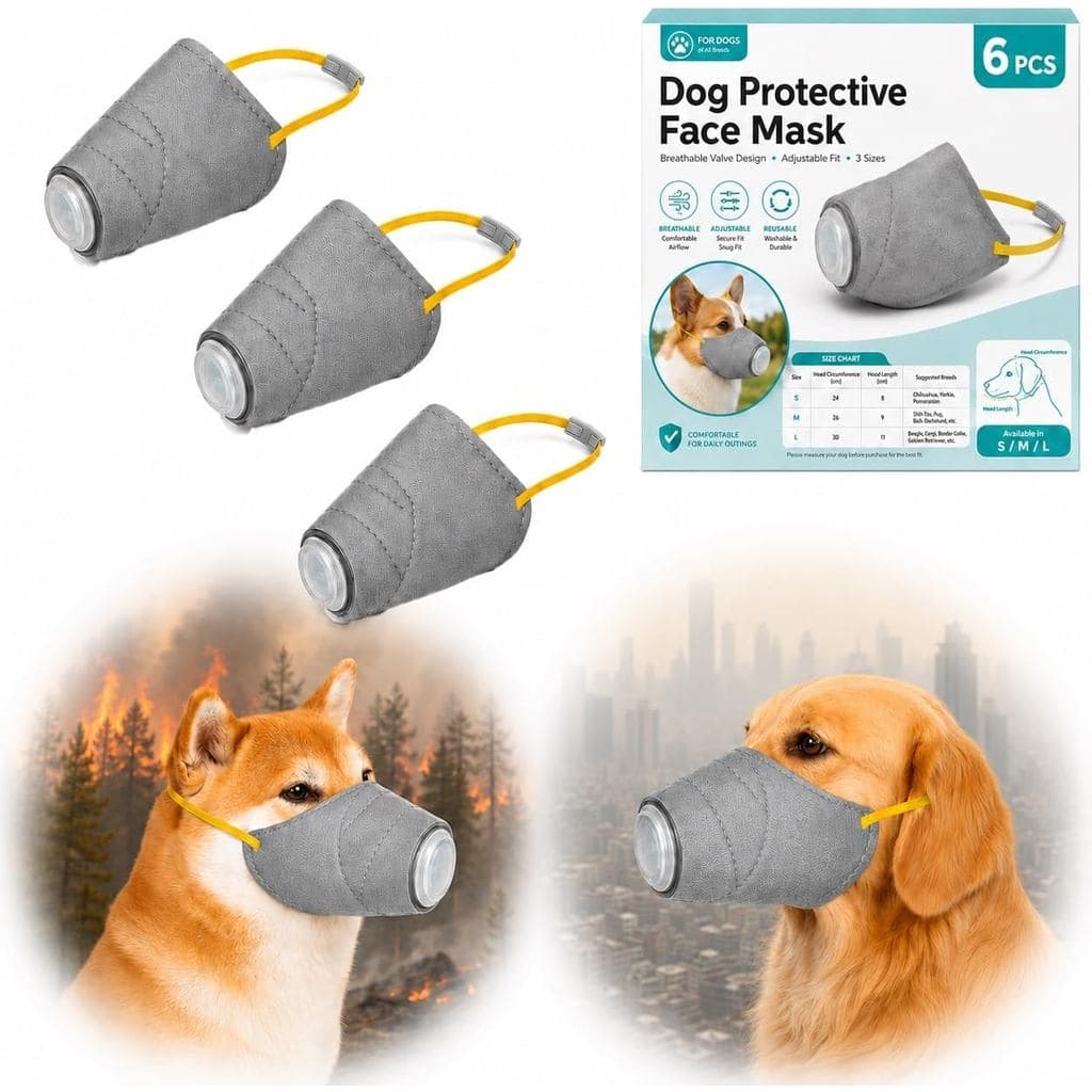 Máscara Respiratória para Cães contra Fumaça, Máscara com Filtro de Ar Ajustável para Cães, 3 Tamanhos | Focinheira Resp