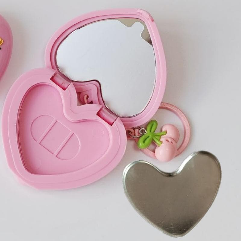 (WHDR) 1 Pcs Forma De Coração Mini Vazio Blush Pó Caixa Recipiente De Sombra De Olho Com Espelho E Panela De Alumínio Ch
