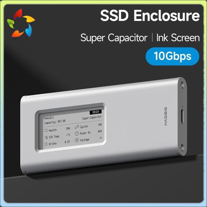 Gabinete De Disco Rígido SSD M . 2 Com Tela De Tinta De 10 Gbps Caixa Externa De Alumínio Para SSDs 2230/2242/2260/2280