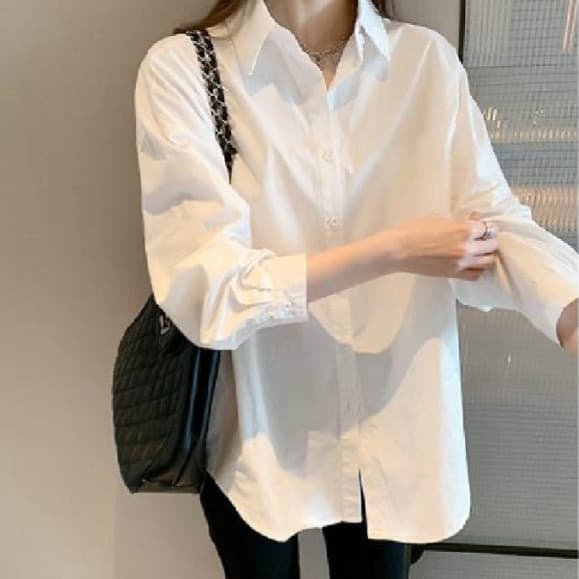 Produtos em estoque pronto entrega no mesmo dia camisa branca básica de manga comprida feminina novo estilo All-Match es
