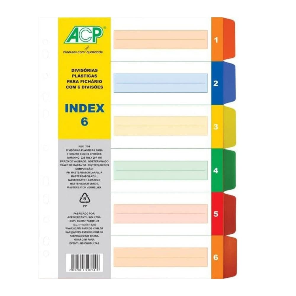 Divisória plastica Color com 6 projeções 754 ACP