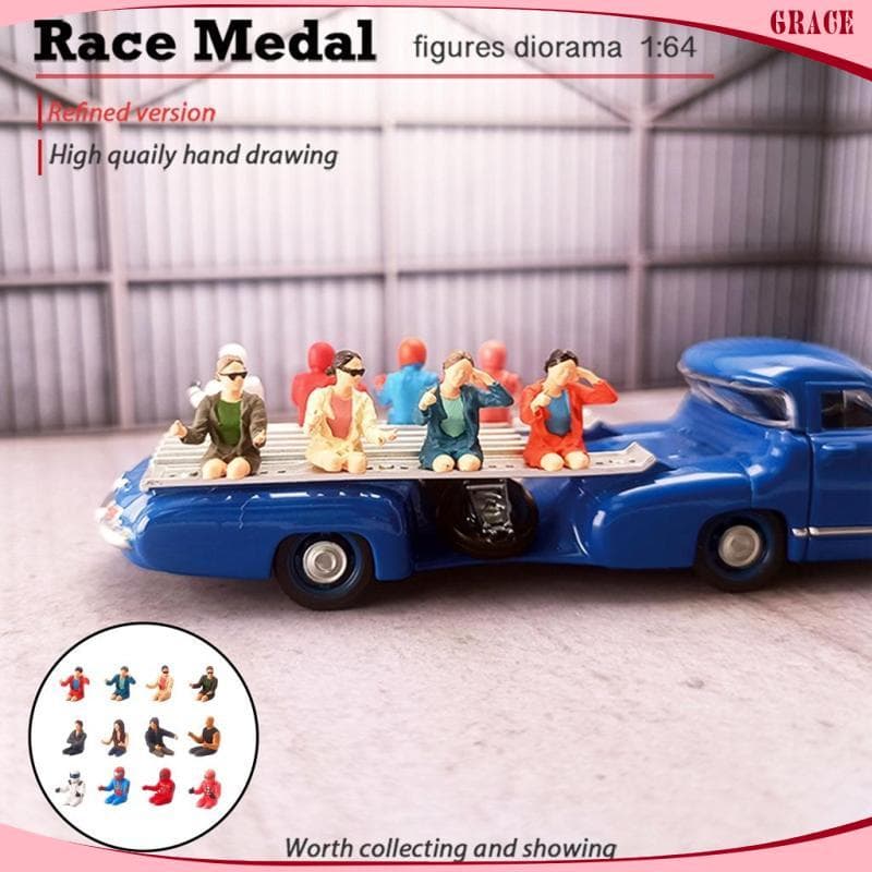 [Grace_sz] Pessoas Figura Cena Modelo Kits De Carro Kit Pequenas Estatueta De Diorama De Resina Com Pintura Requintada A