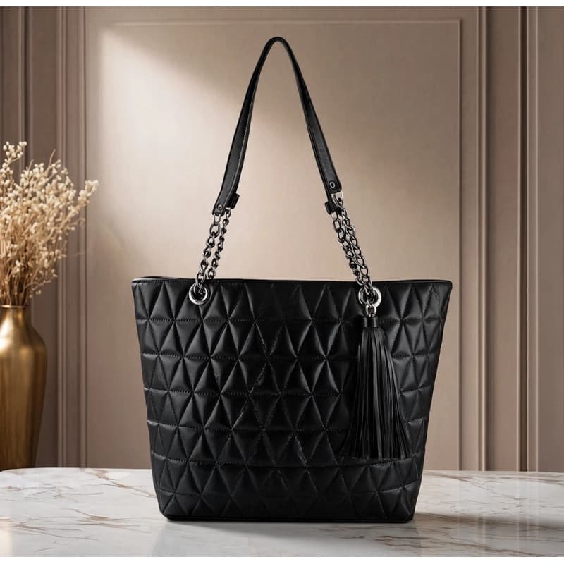 Bolsa Sacola Feminina Grande Matelassê Elegante Alça De Ombro Corrente Cabe Tudo Trabalho Dia A Dia
