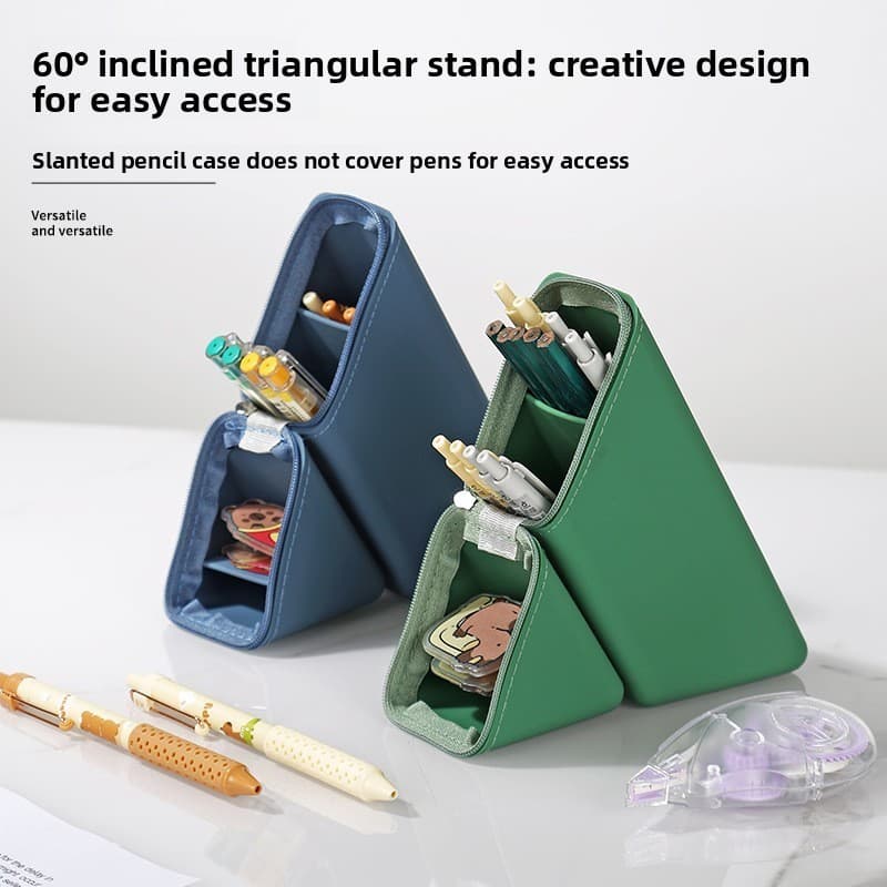 Estojo Retrátil De Silicone Para Lápis , Suporte Vertical De Grande Capacidade , Bolsa De Papelaria Fofa