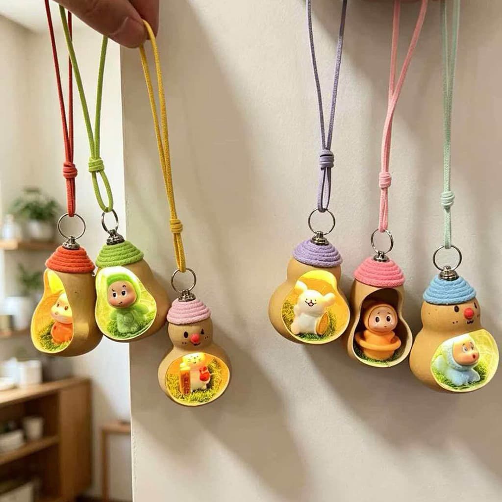 Novo estilo cabaça lâmpada boneca pingente Starman pequeno chapéu série gato pingente Natural luz noturna Cultural área
