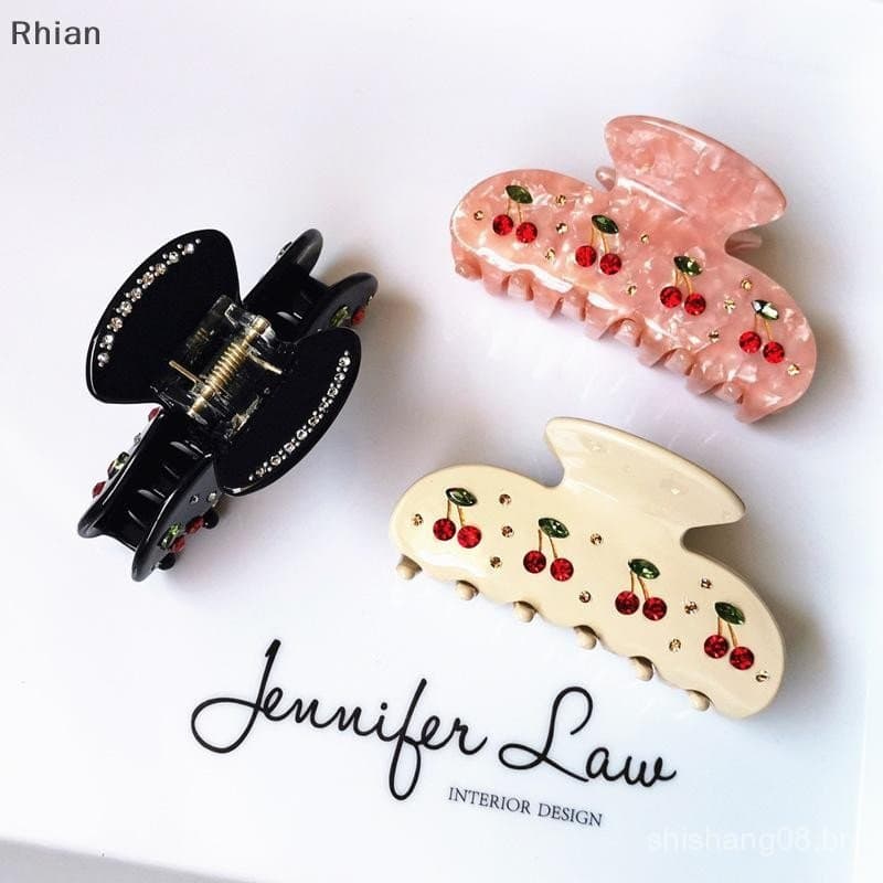 [Rhian] Elegante Simples Moda Acetato Cabelo Acessórios Para Mulheres Garras De Rabo De Cavalo Com Fecho Cereja COD
