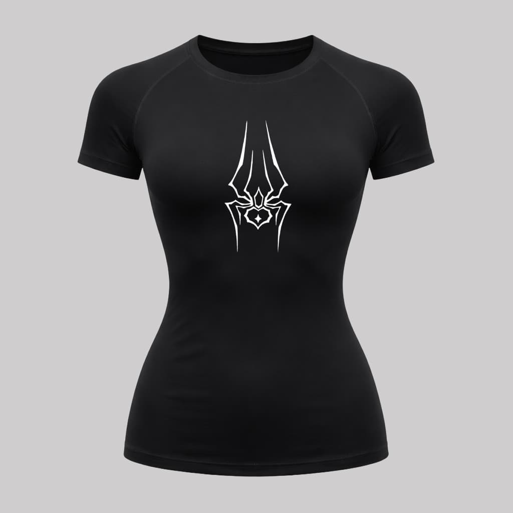 Camiseta Feminina Manga Curta Proteção Solar UV 50+ Compressão Spider Aranha