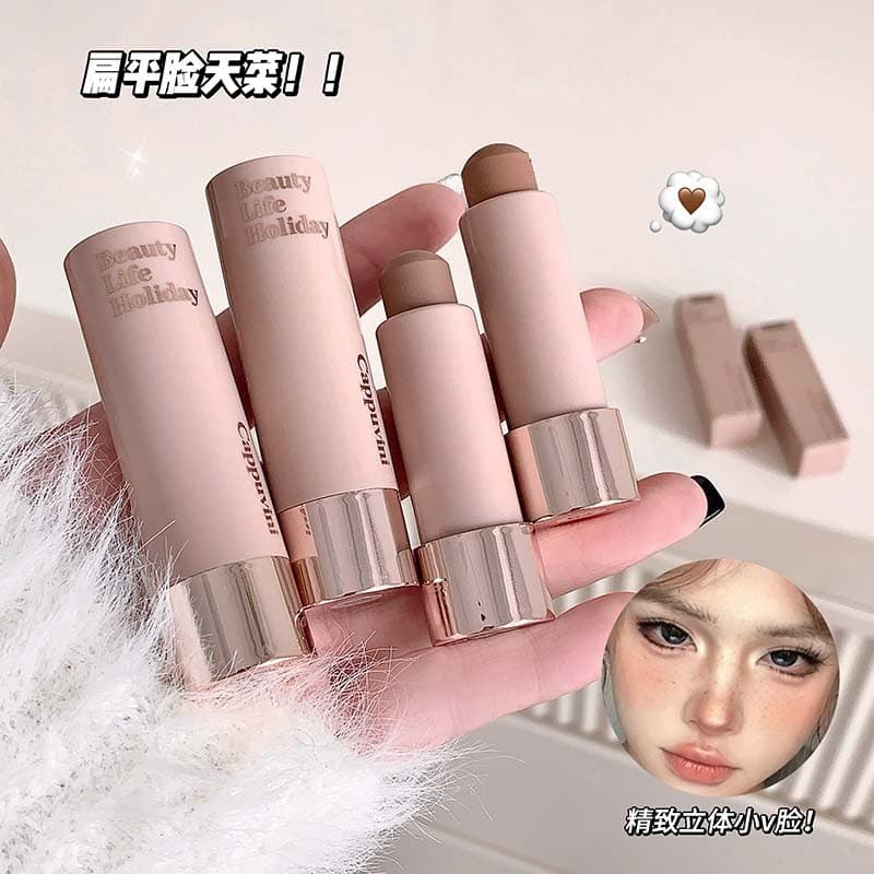 Cappuvini Bastão de Contorno Hidratante e Sedoso, Cor Única, Sombra de Nariz Matte Natural para Contorno Tridimensional