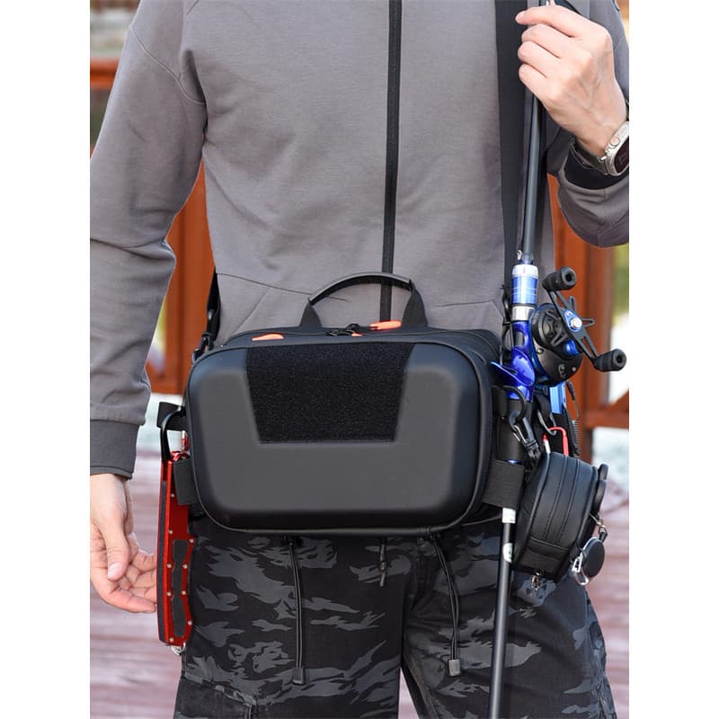 Bolsa de isca de casca dura multifuncional, bolsa de cintura para pesca, armazenamento de equipamentos de pesca, à prova