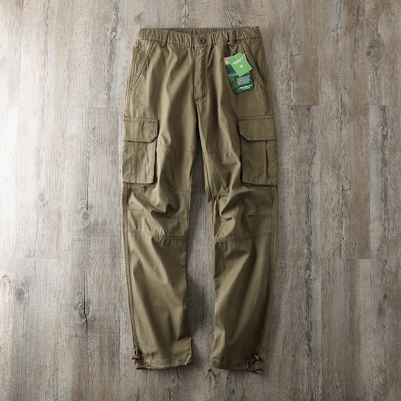 Calça Cargo Masculina De Algodão Primavera Outono Com Vários Bolsos Soltos Calças De Trabalho Retas