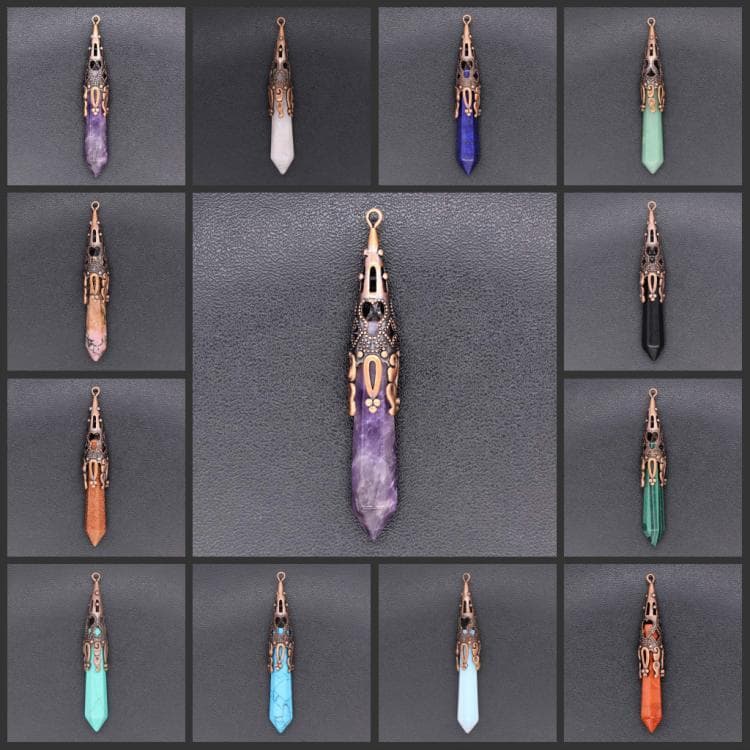 Comércio exterior transfronteiriço cristal Natural Retro coluna Hexagonal pingente europeu americano moda masculina esti