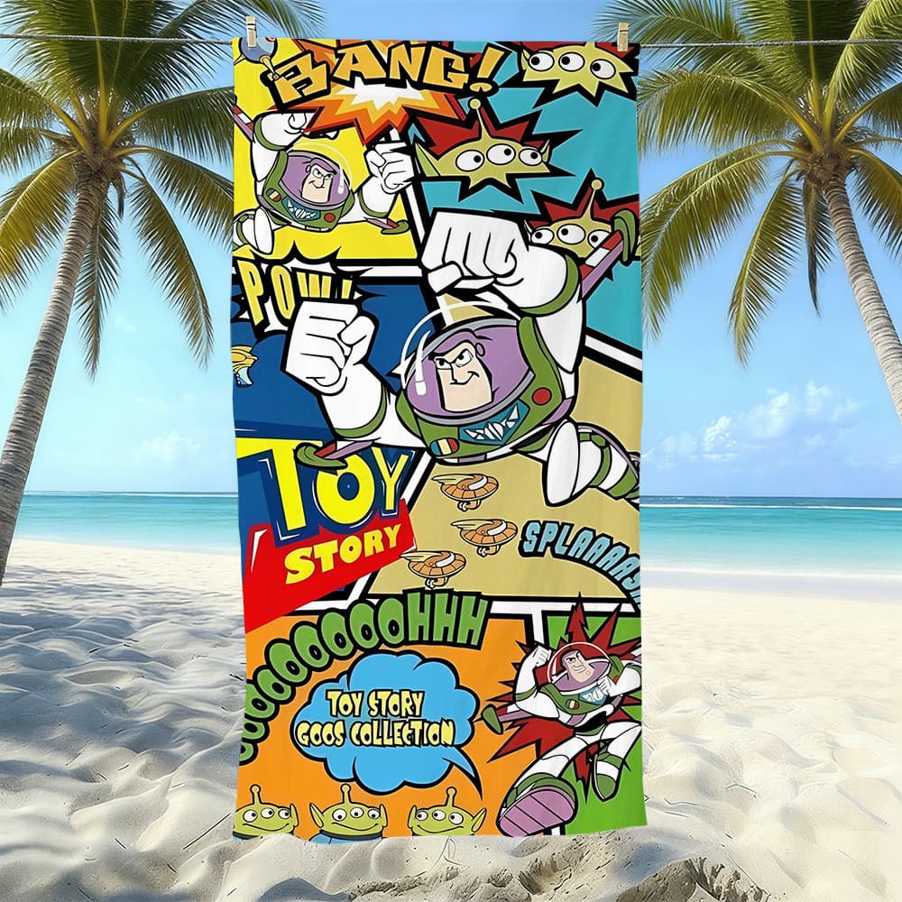 2026 novo estilo Buzz Lightyear toalha de praia crianças adulto Toy Story toalha de banho absorvente toalha de secagem r