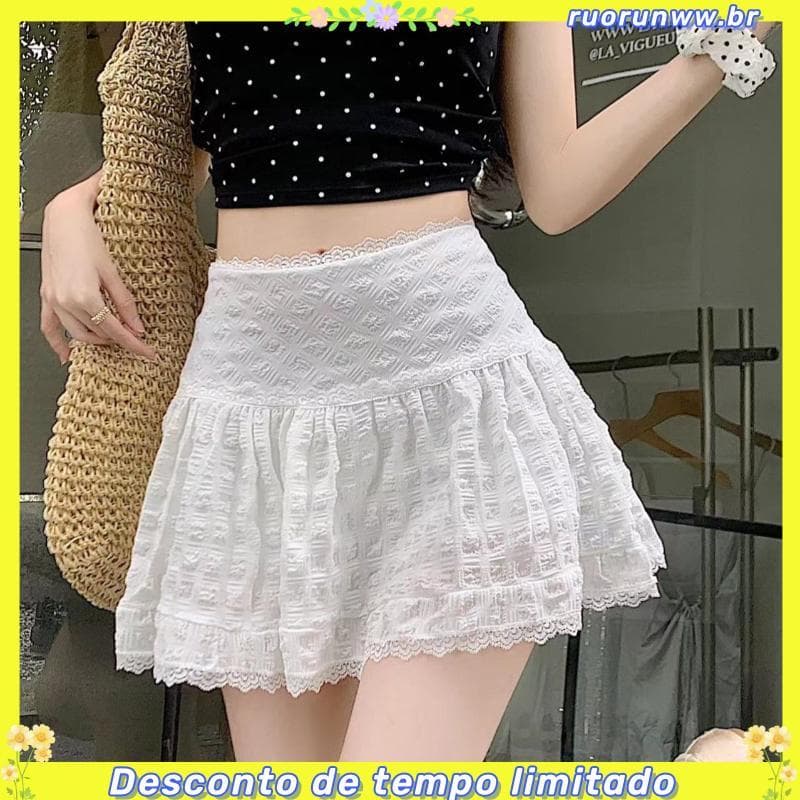 Verão novo estilo Ballet estilo saia feminina verão Culottes saia curta saia de renda a linha saia inchada