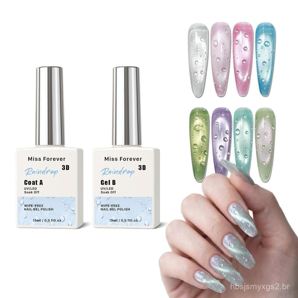 Revestimento de hidrogel 3D, gel de escultura cristalino, cria um efeito de orvalho realista, selante de unhas de alto b