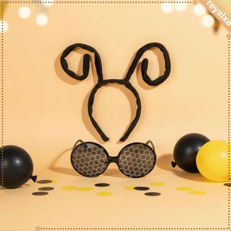[Reyalxa] 2 Peças Design Engraçado Novidade Abelha Óculos Confortável Usar Antena Bandana Ajuste Flexível Para Crianças