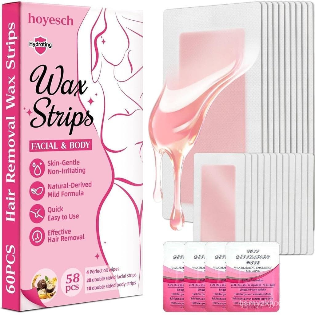 Conjunto de 58 peças de papel encerado - 38 peças para uso facial e 20 peças para uso corporal, adequado para depilação