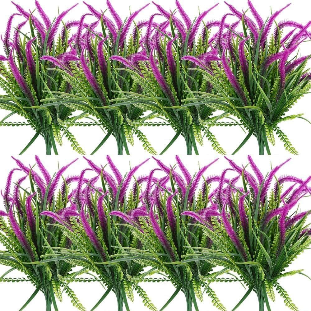 CLONG 8 peças de flores artificiais para plantas de exterior, plantas de plástico falsas, flores artificiais resistentes