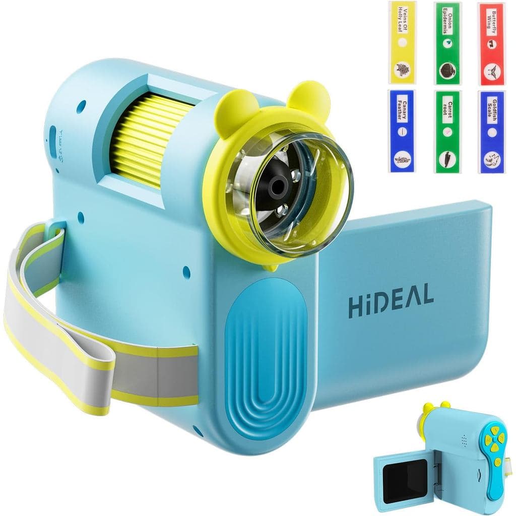 Microscópio HP60 IPS para Crianças: [Liga e Desliga Automaticamente] [3 em 1] Microscópio Portátil de Mão de 2", Mini Mi