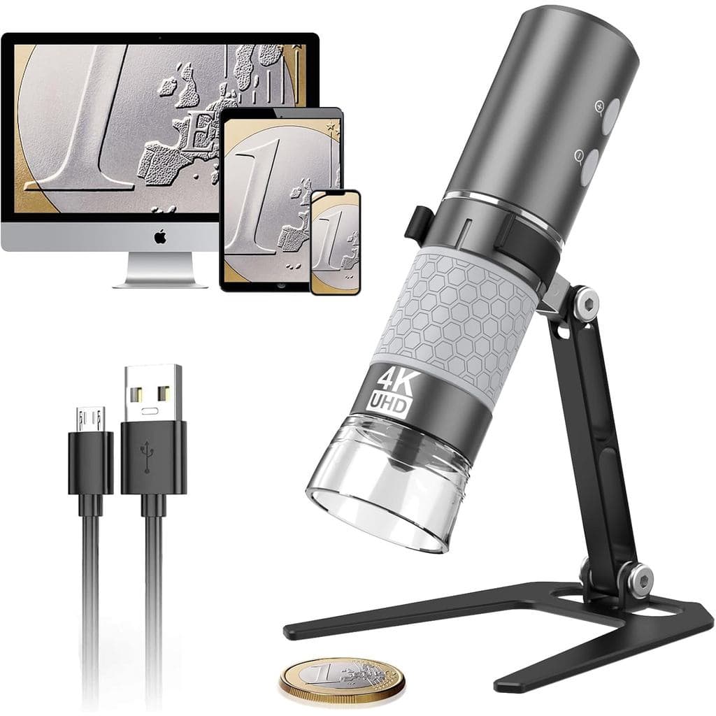 Wireless Digital Microscope 4K HD Wi-Fi Microscope Camera Digital Magnifier Compatible for iPhone, Android Phones and PC