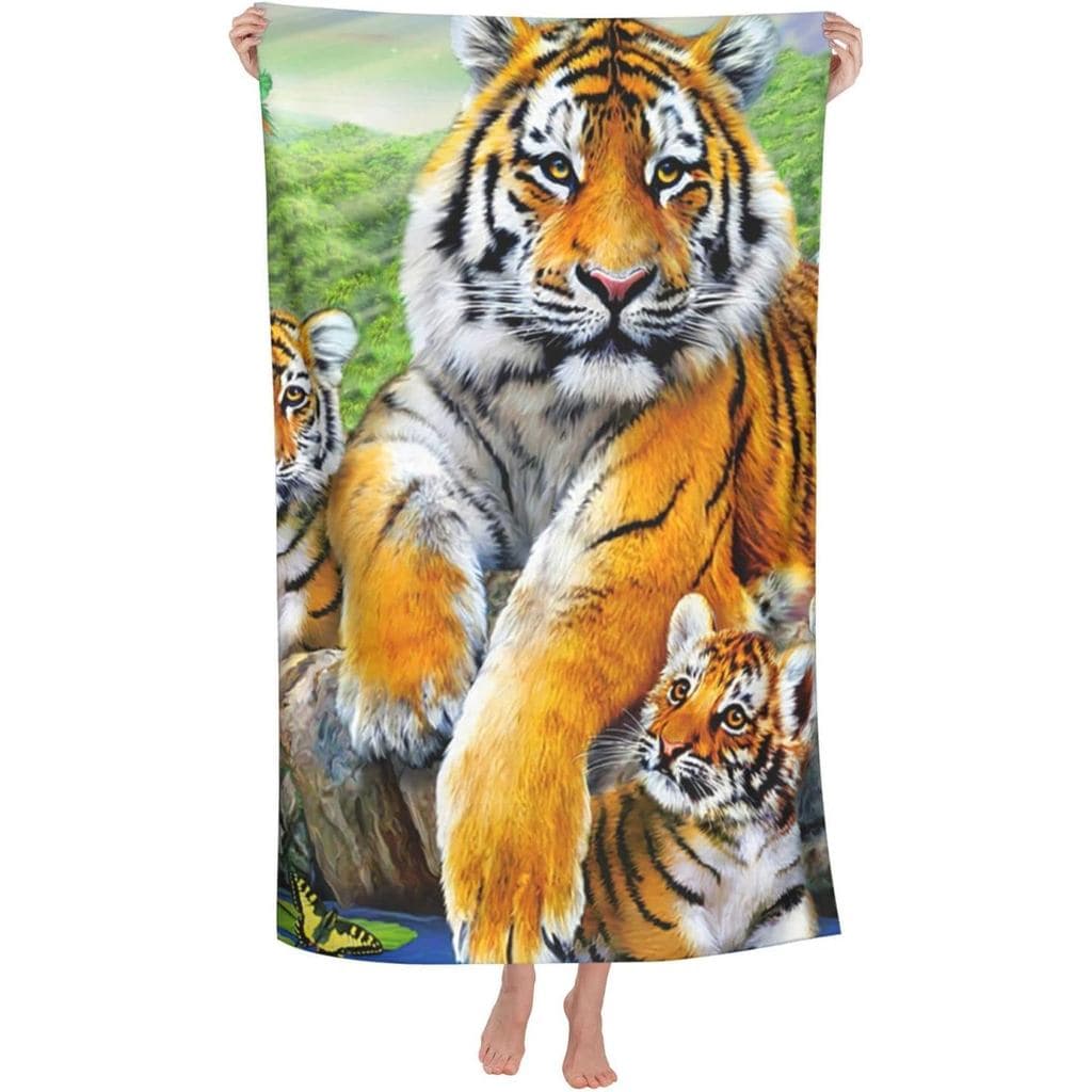 Toalhas de Piscina Tiger de Secagem Rápida e à Prova de Areia para Nadadores, Viagens e Acessórios de Praia