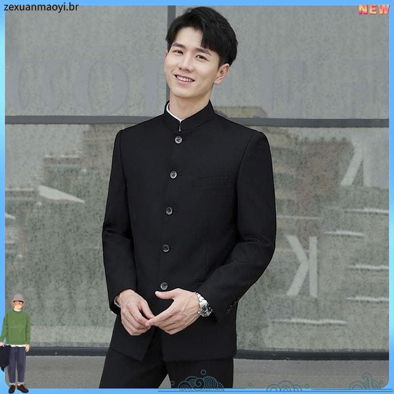 Contador genuíno High-End Tang terno vestido masculino juventude terno gola alta Zhongshan terno administrativo terno de