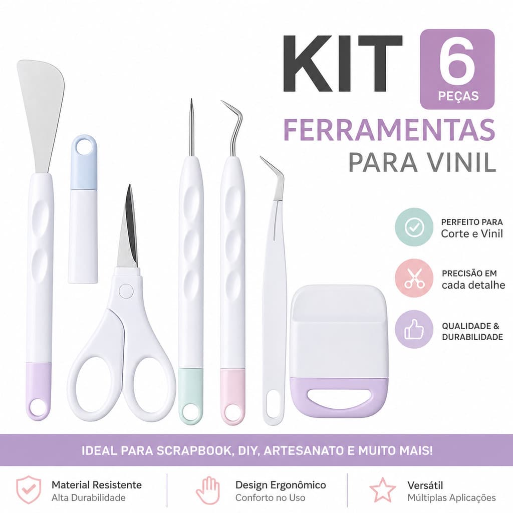 Kit Ferramentas Capina Vinil 6 Pçs Cricut Silhueta Scrapbook DIY Escultura Alívio Artesanato Acessório