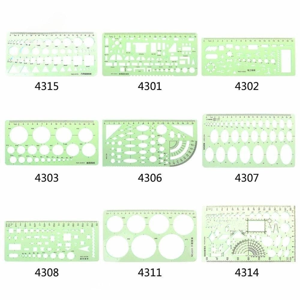 RUNSHANG Modelo Régua Ferramenta De Medição Multi Forma Oval Papelaria Círculos Geométrica Plástico
