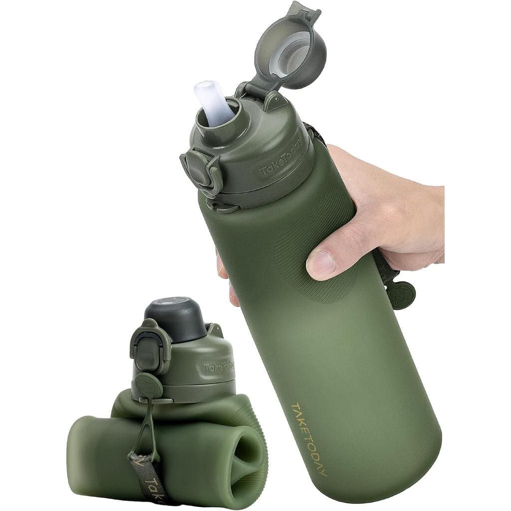 Garrafa de água dobrável TakeToday de 32 onças, garrafa de água dobrável para viagens, nova garrafa de água à prova de v