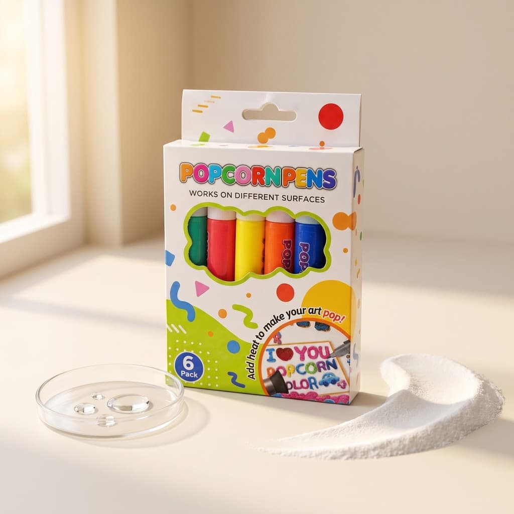 Canetas De Pipoca , Pintura Com Efeito De Bolha 3D Vibrantes Para Diário E Decoração Artesanal DIY , 6 Cores Por Conjunt