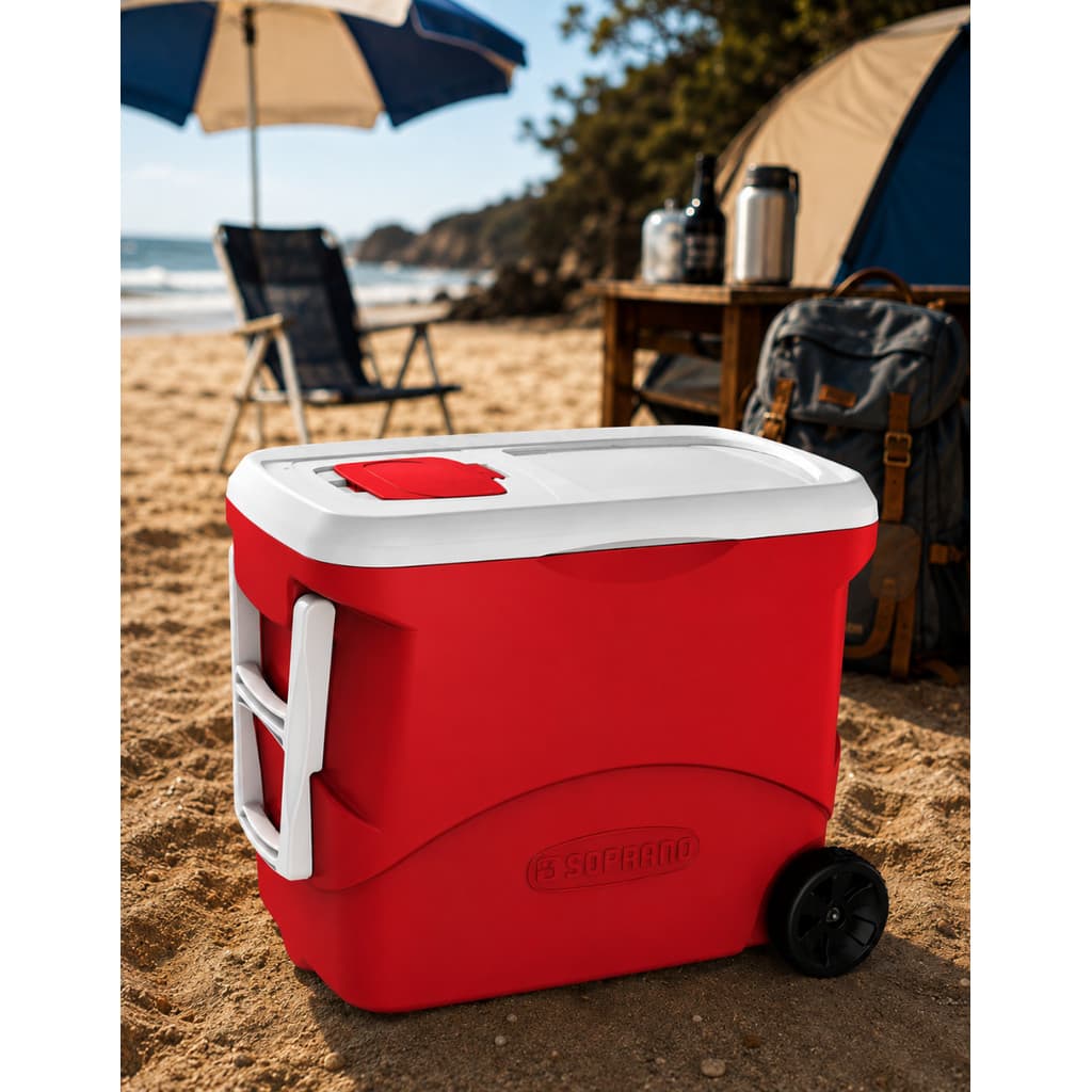 Caixa Térmica Cooler Grande Bebidas 50L Tropical Com Rodas Soprano Praia Camping Churrasco Pesca