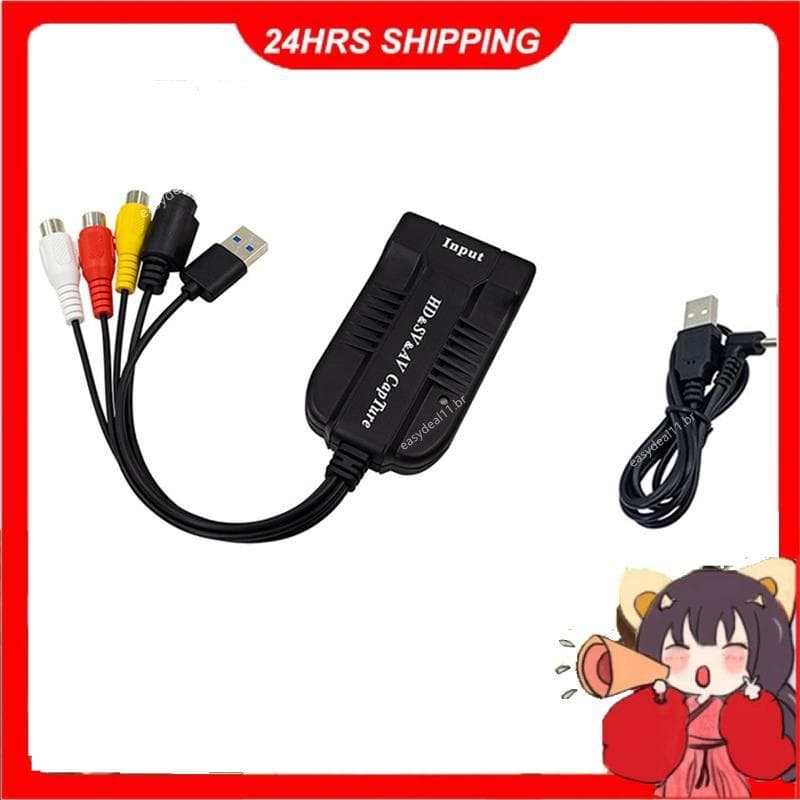 Placa De Captura De Vídeo USB 2.0 Para Conversor Digital HD/S-VIDEO Dispositivo Gravação De Áudio E Gravador Grabber Cap