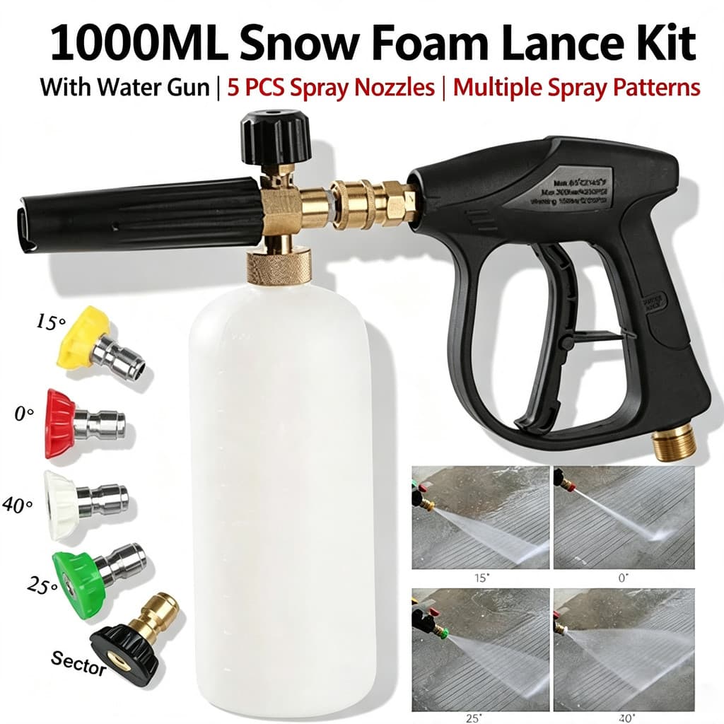 Lança De Espuma De Neve Ajustável , 1L , Gerador Alta Pressão , Bico Pulverizador De Sabão , Conector De 1/4 " Para Lava