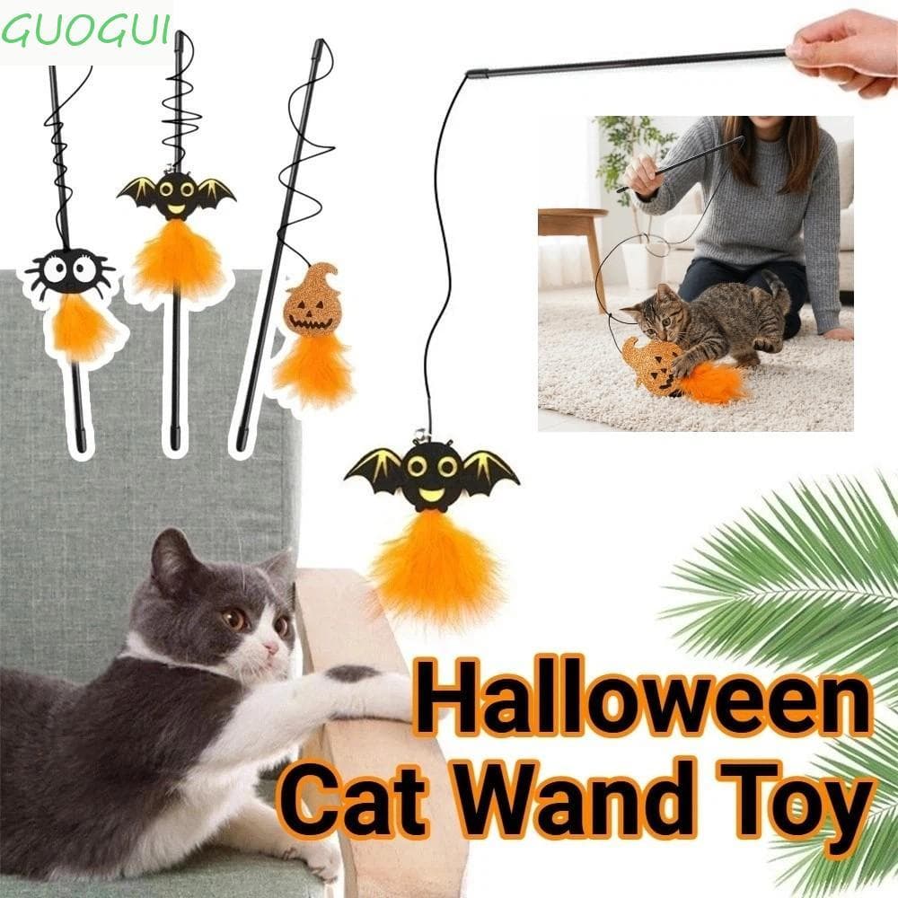 GUOGUI 3 Peças De Brinquedos Para Gatos De Halloween , Brinquedo Engraçado De Varinha De Gato Estilo Bastão De Provocaçã