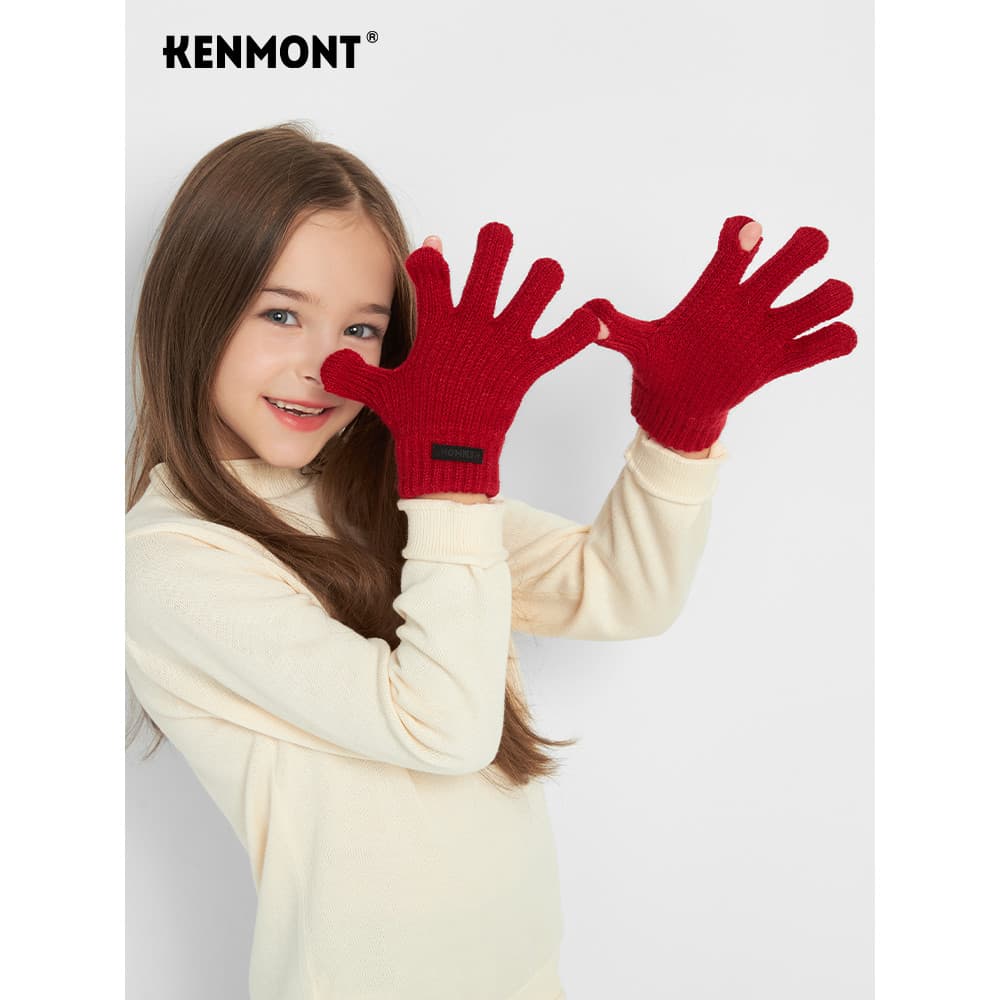 Kenmont Carmont colorido dopamina luvas de malha outono inverno meninas lã Split dedo luvas meninos 3-8 anos de idade fi