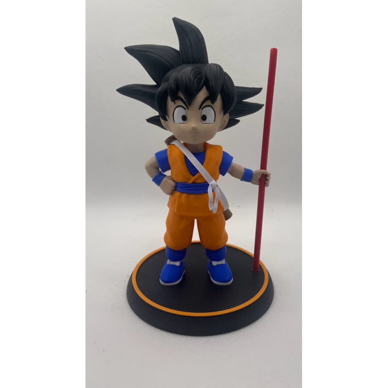 Boneco Goku Criança com Bastão Mágico - Dragon Ball - 19,5cm - Impressão 3D Colorida