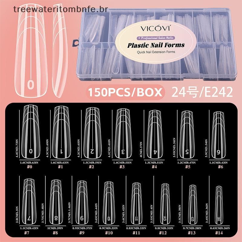 150 Pçs/Caixa Formas Duplas Unhas Caixão Quadrado Amêndoa Extensão Do Prego Molde Dicas De Falsas Gel UV Qui Construção