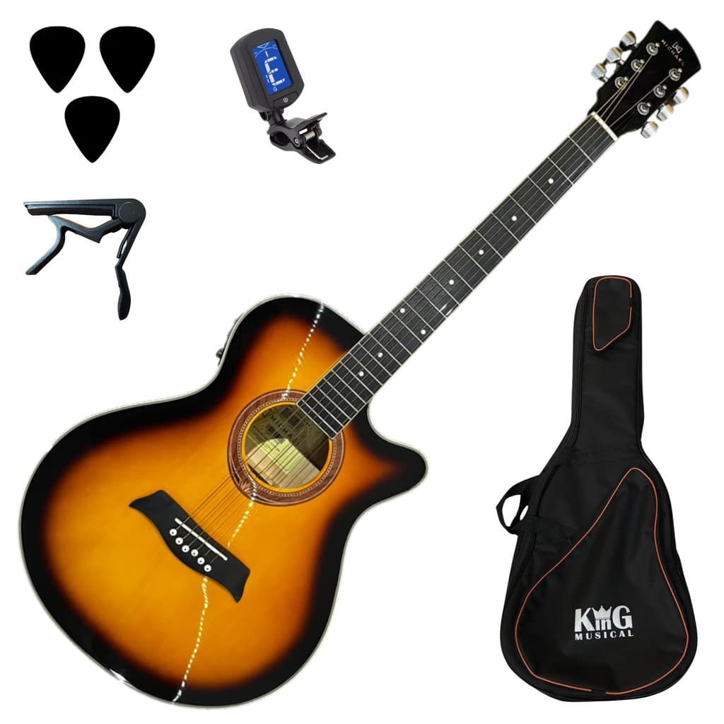 Violão Aço Elétrico Michael Mini Jumbo VMA320 e Acessórios