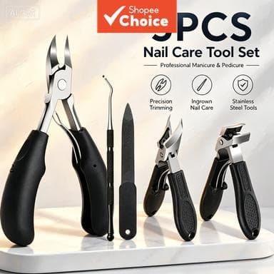 Conjunto Profissional de Ferramentas para Unha Encravada 5 peças – Alicate de unha de aço inoxidável, cortador de unha