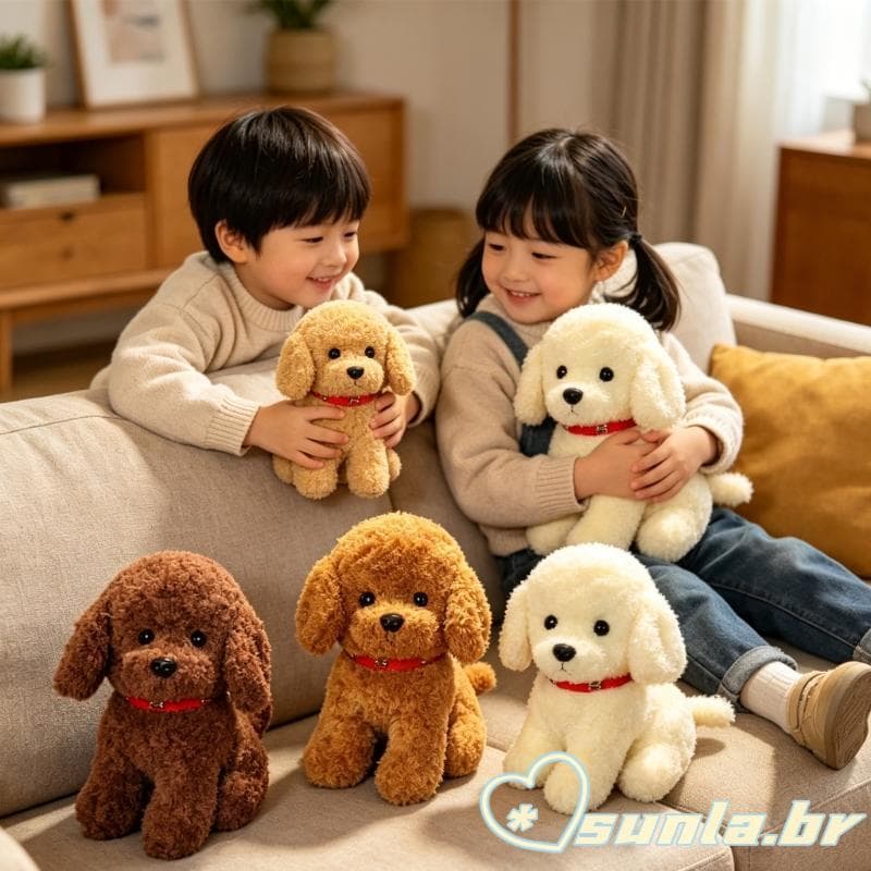 SUNL Poodle Filhote Abraçando Boneca Figura Brinquedo