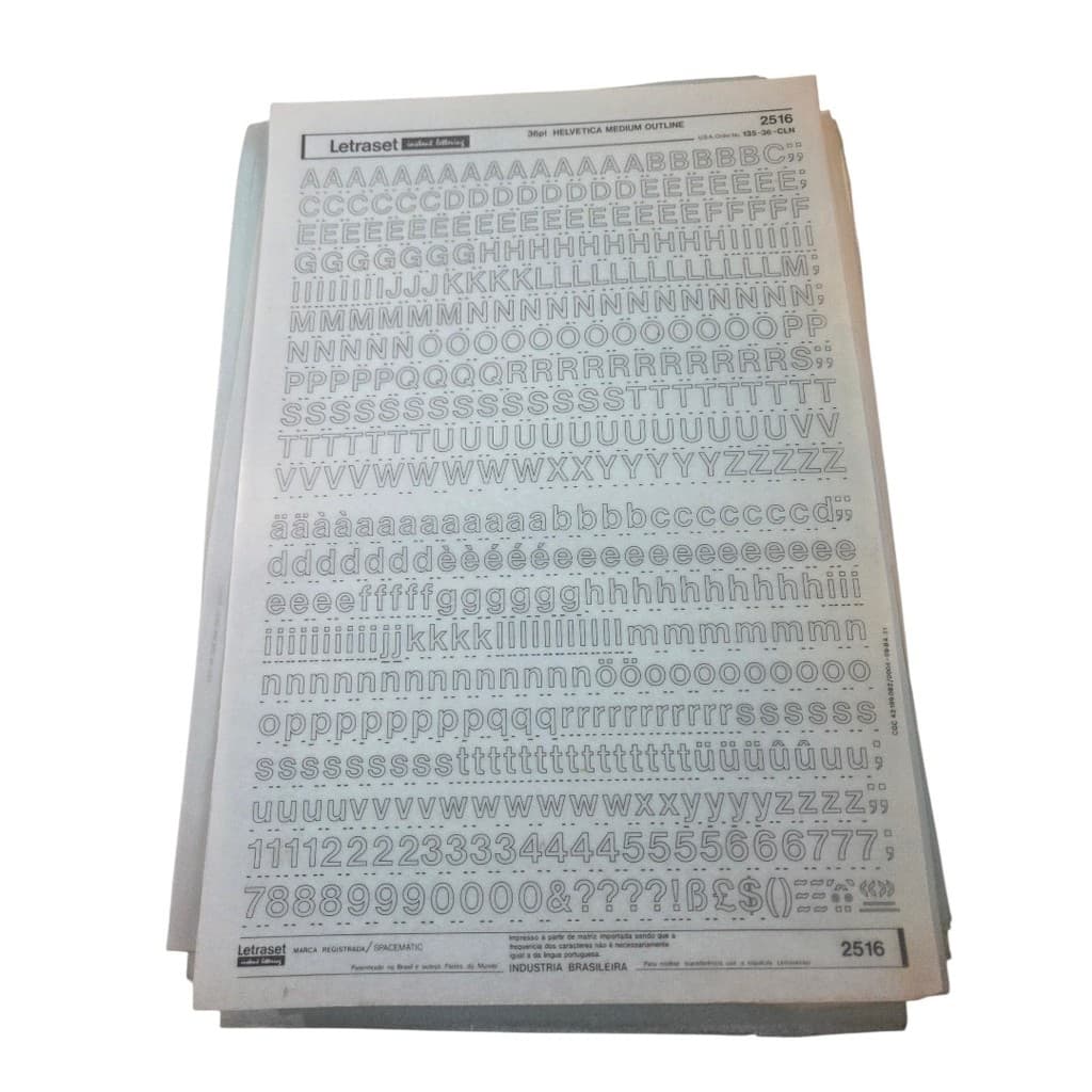 Letraset 25 X 38 cm Letras Adesivas Ref. 2516 Altura 10.0 mm