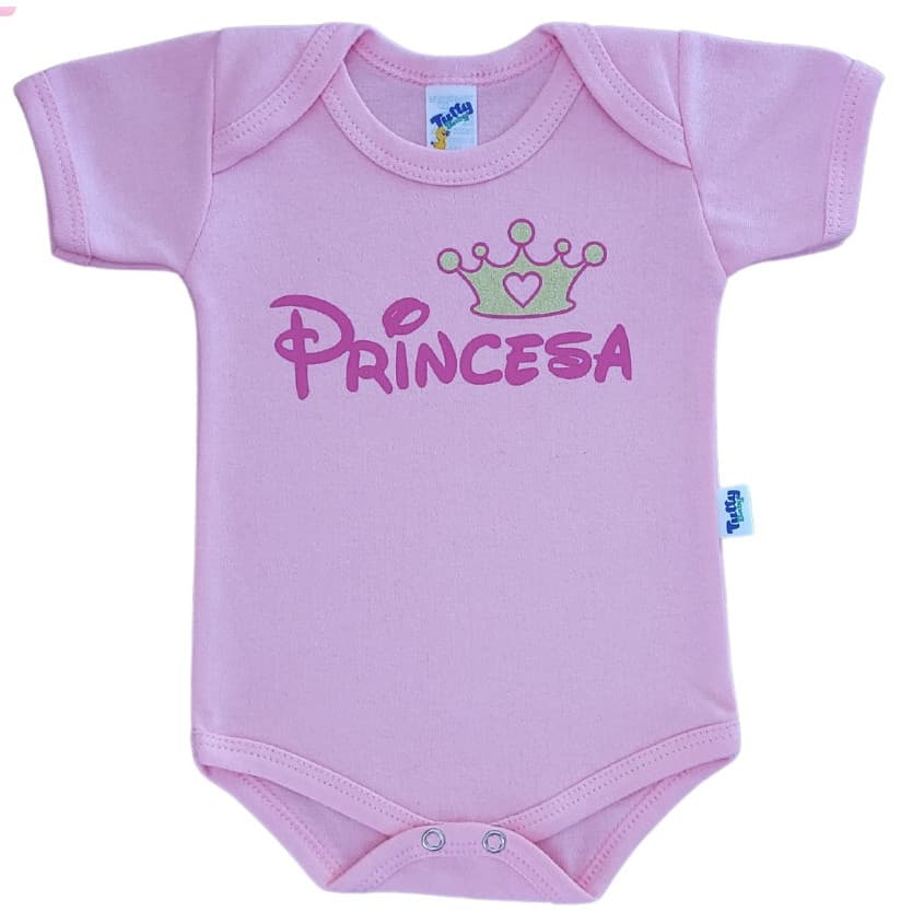 Body Bebê Princesa Menina Infantil Presente Criativo Mesversário 100% Algodão Bori Bore Recém Nascid