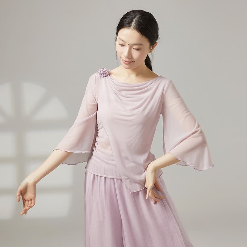 Roupas de gaze de dança clássica elegante gola de balanço gaze Top roupas de prática de dança chinesa roupas de dança de