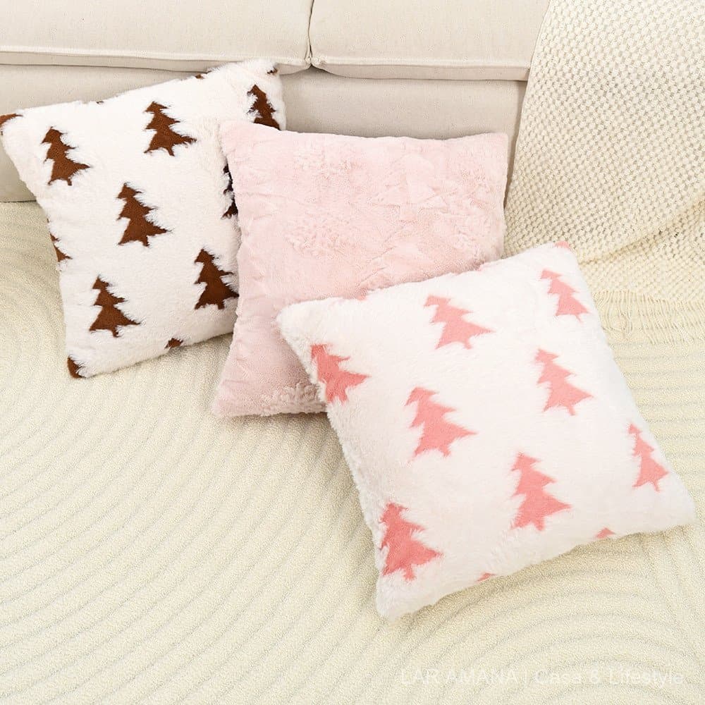 Capa de almofada de Natal em pele de coelho estilo nórdico, capa de almofada para sofá da sala de estar, capa de almofad