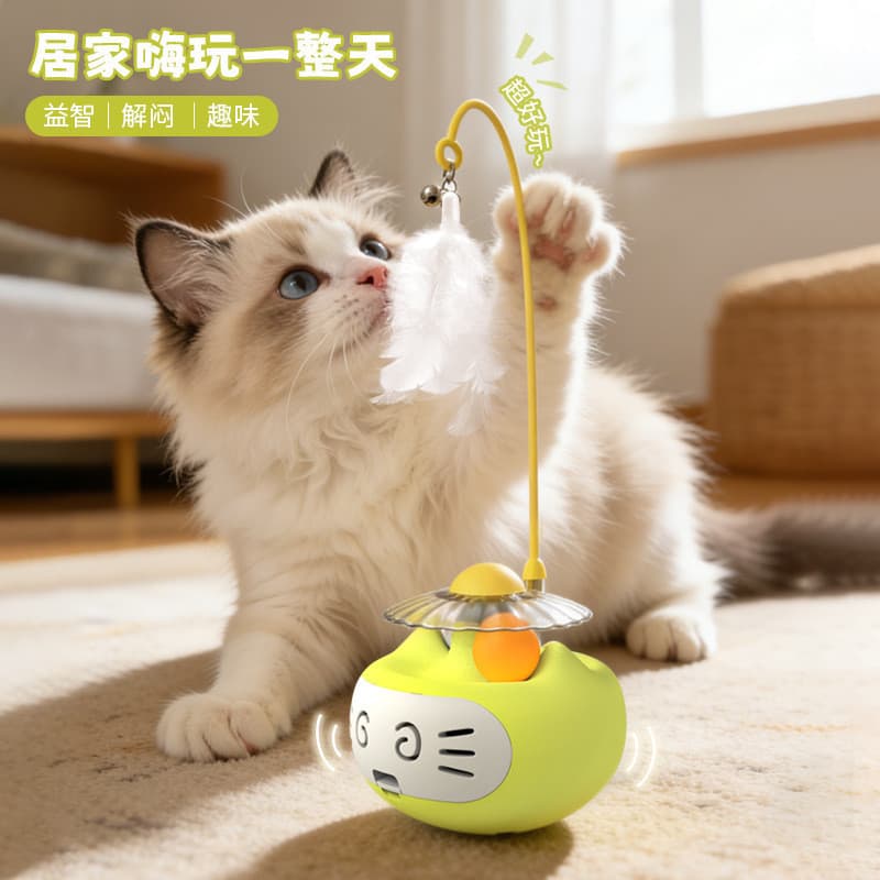 Gato brinquedo Tumbler gato provocando vara auto-feliz aliviar o tédio Catnip bola gatinho brinquedo gato plataform