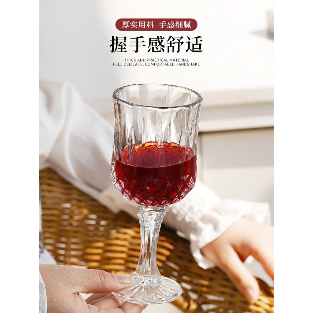 Vidro de cristal copo de vinho tinto doméstico Retro Brandy vidro diamante taça de cerveja uísque conjunto de vidro de v